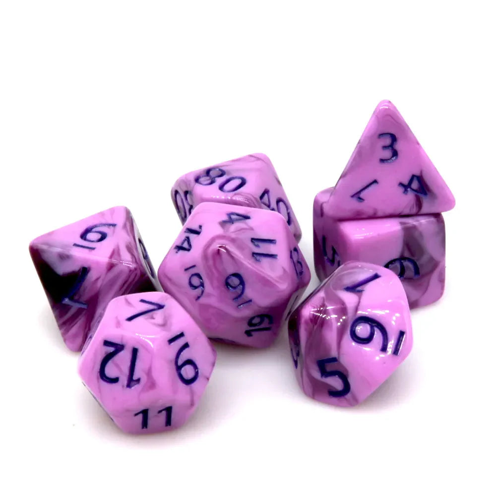 Warlock's Pain 7-Dice Set Purple & Light Purple w/Purple Numbers Dnd Dice Set (Online Only)