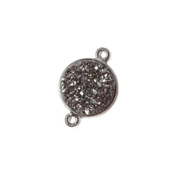 13mm Black Gold Bezel Metallic Platinum Drusy Coin Connector 1 piece