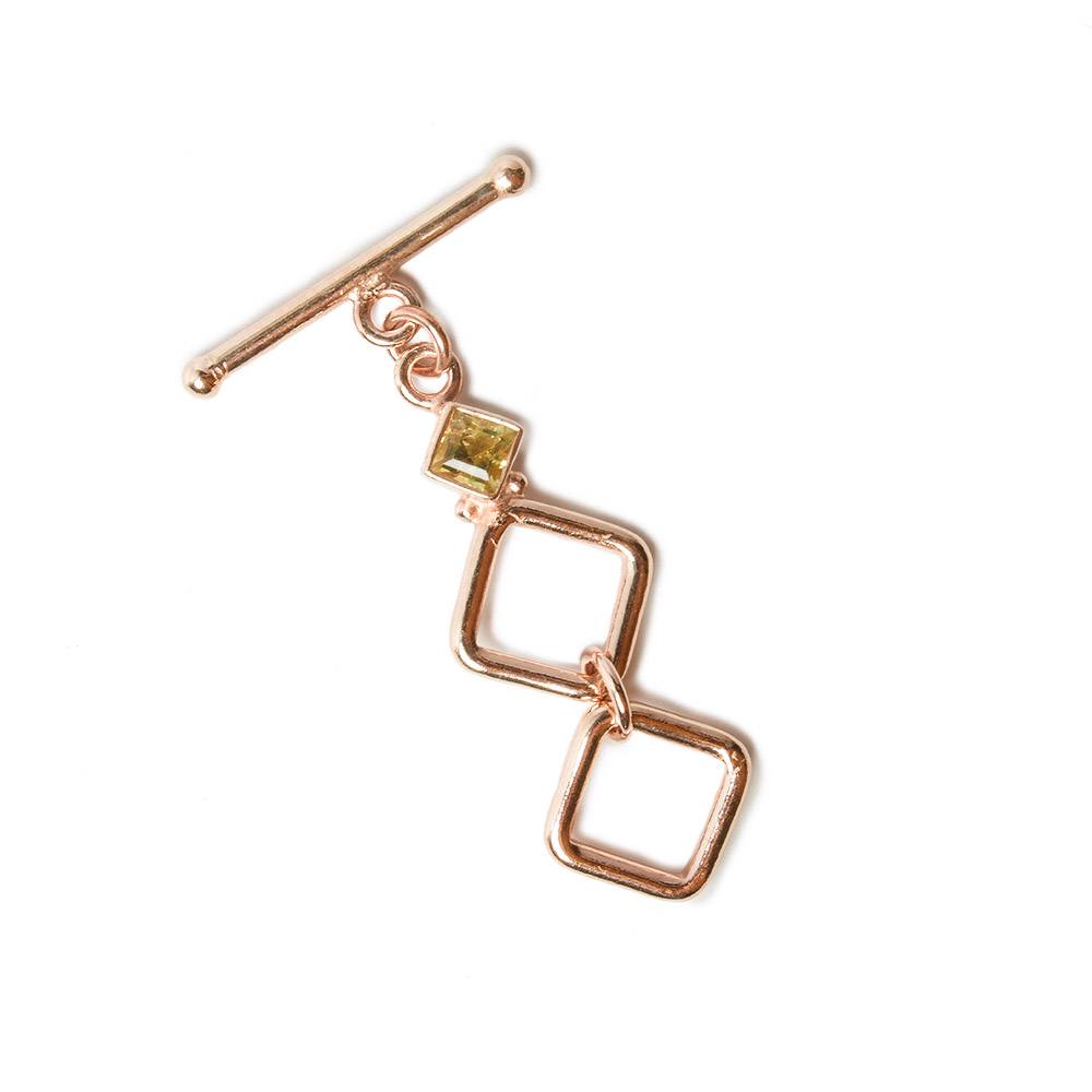 13mm Rose Gold plated Adjustable Square Toggle with Citrine 1 pcs (ONLINE ORDER ONLY)
