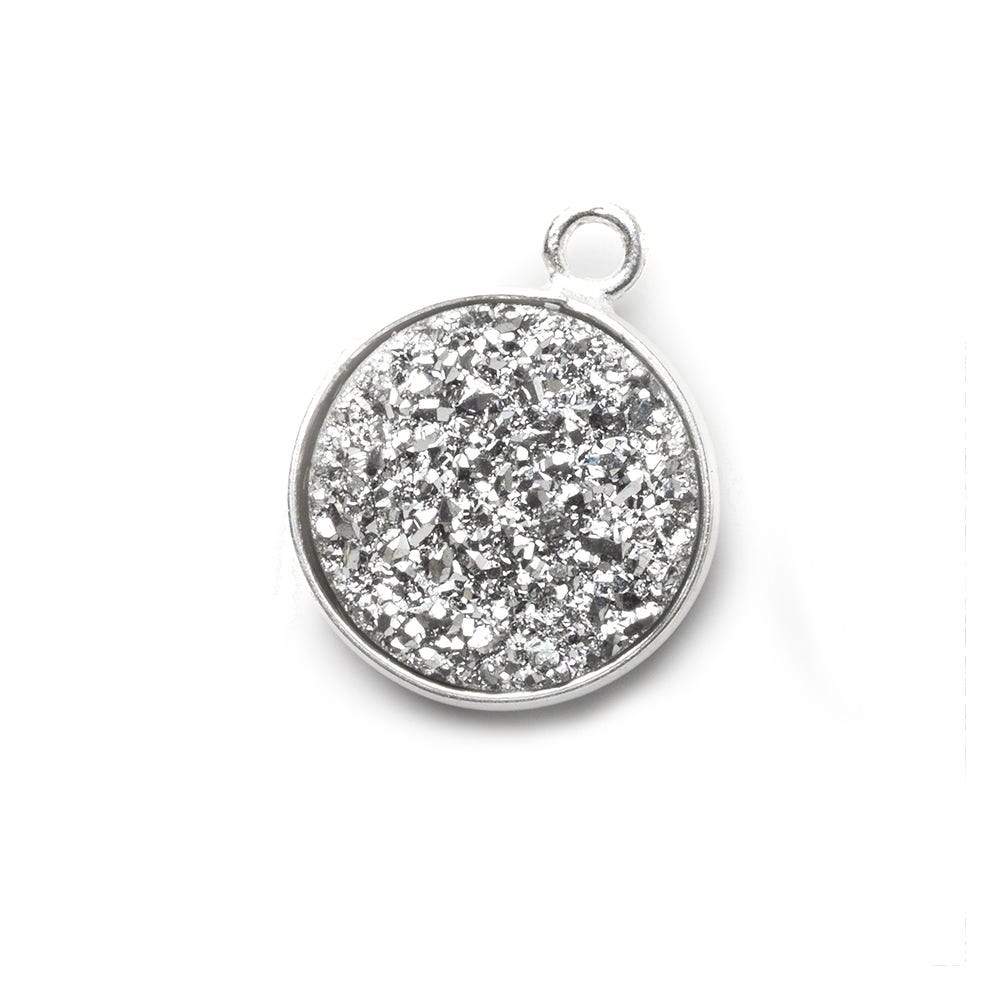 13mm Silver .925 Bezel Silver Drusy Coin Pendant 1 piece (ONLINE ORDER ONLY)