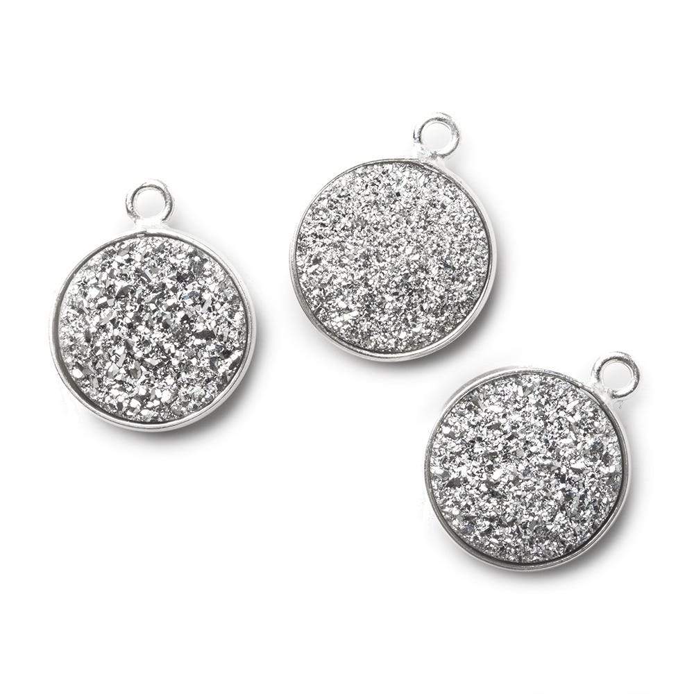 13mm Silver .925 Bezel Silver Drusy Coin Pendant 1 piece (ONLINE ORDER ONLY)