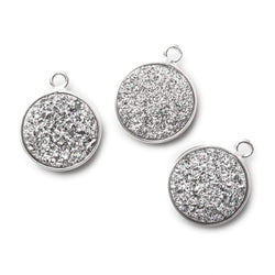 13mm Silver .925 Bezel Silver Drusy Coin Pendant 1 piece (ONLINE ORDER ONLY)