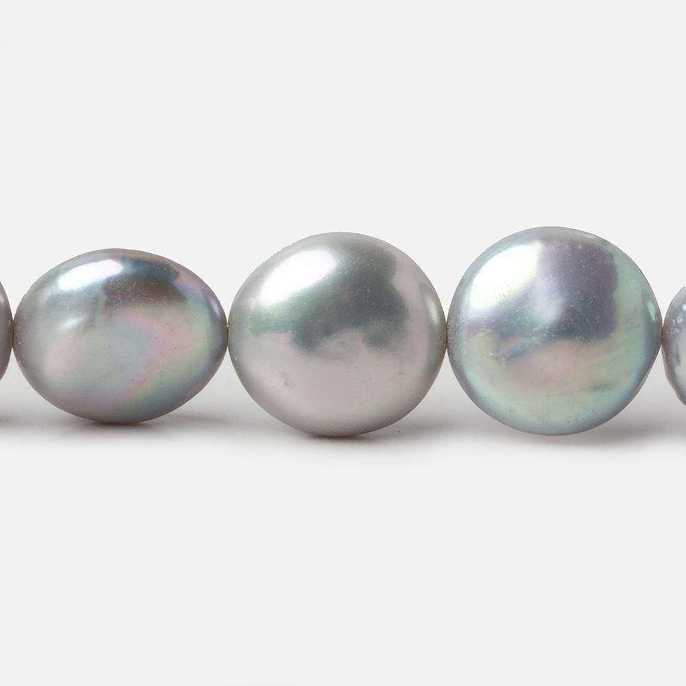 13mm Silver Coin Freshwater Pearls 16 inch 30 pieces A (ONLINE ORDER ONLY)