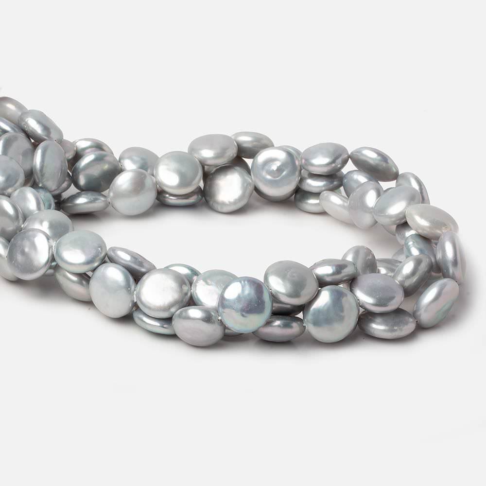 13mm Silver Coin Freshwater Pearls 16 inch 30 pieces A (ONLINE ORDER ONLY)