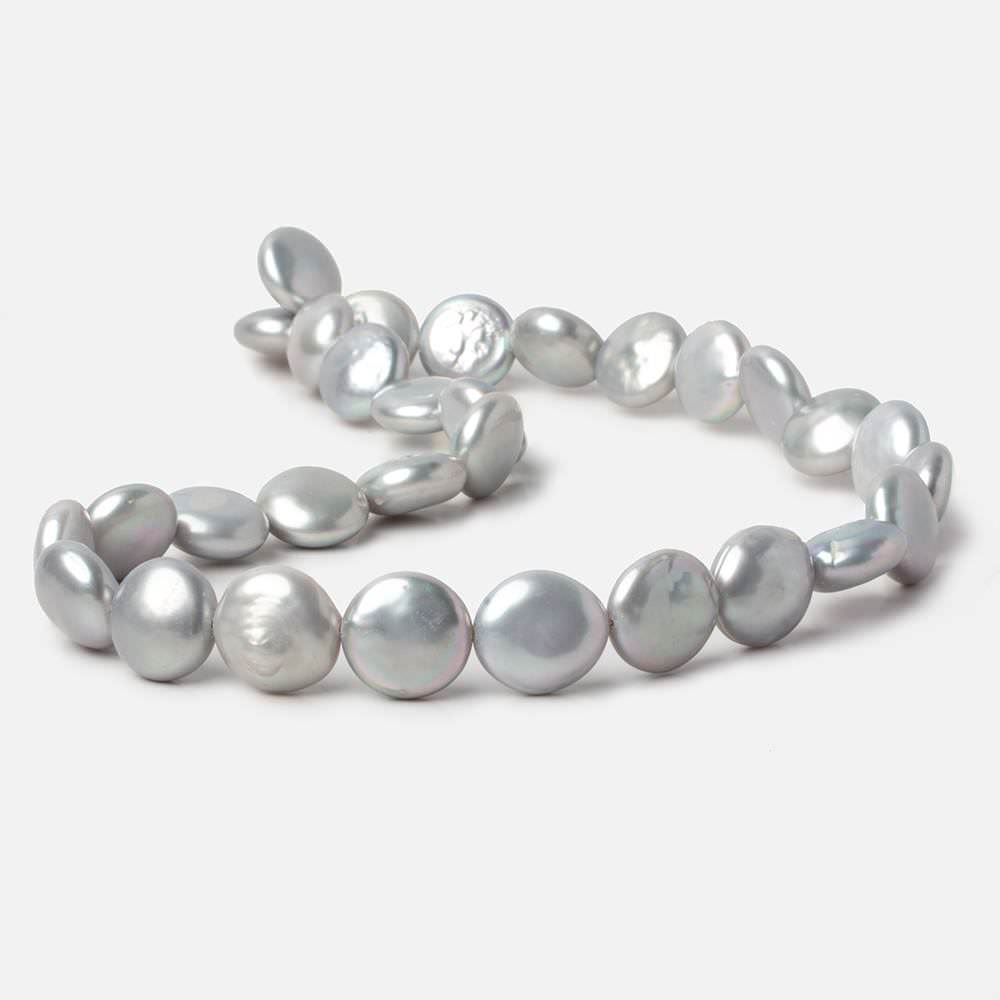 13mm Silver Coin Freshwater Pearls 16 inch 30 pieces A (ONLINE ORDER ONLY)