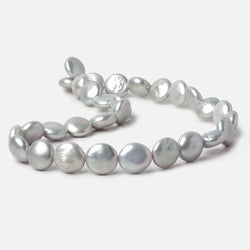 13mm Silver Coin Freshwater Pearls 16 inch 30 pieces A (ONLINE ORDER ONLY)