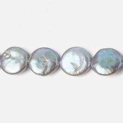 13mm Silver Peacock Coin Freshwater Pearls 16 inch 32 pieces A