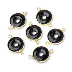 13mm Vermeil Bezel Black Onyx Coin with Void Connector 1 piece (ONLINE ORDER ONLY)