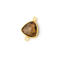 13mm Vermeil Bezel Whiskey Quartz Faceted Trillion Connector 1 piece