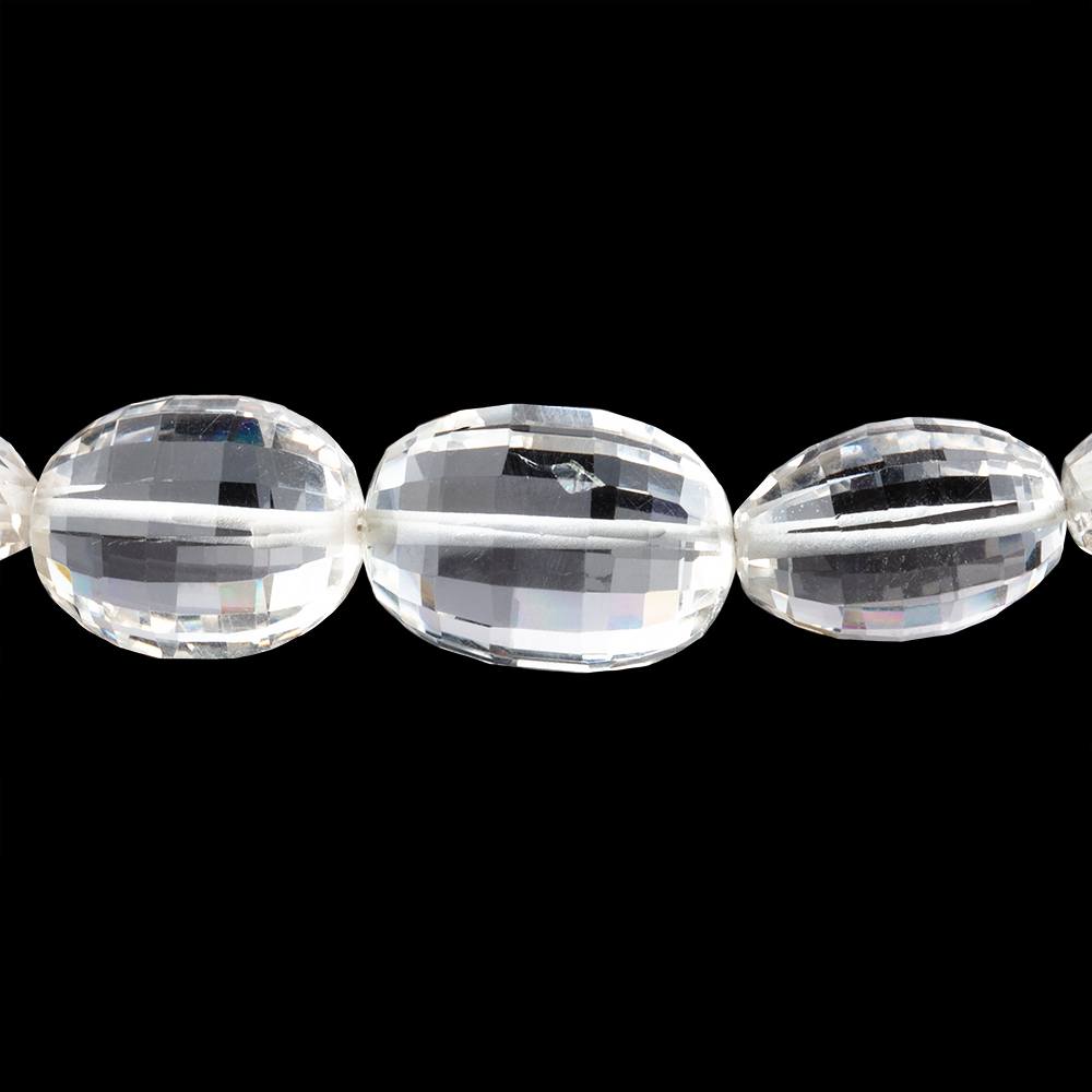 13x10-17x12mm Crystal Quartz Checkerboard Faceted Oval Beads 16 inch 27 pieces AA (ONLINE ORDER ONLY)