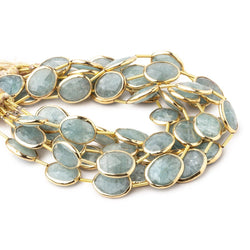 13x11-15x12mm Vermeil Bezel Aquamarine Faceted Nugget Beads 7 inch 9 pieces (ONLINE ORDER ONLY)