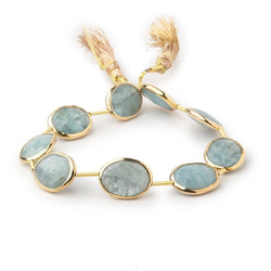 13x11-15x12mm Vermeil Bezel Aquamarine Faceted Nugget Beads 7 inch 9 pieces (ONLINE ORDER ONLY)
