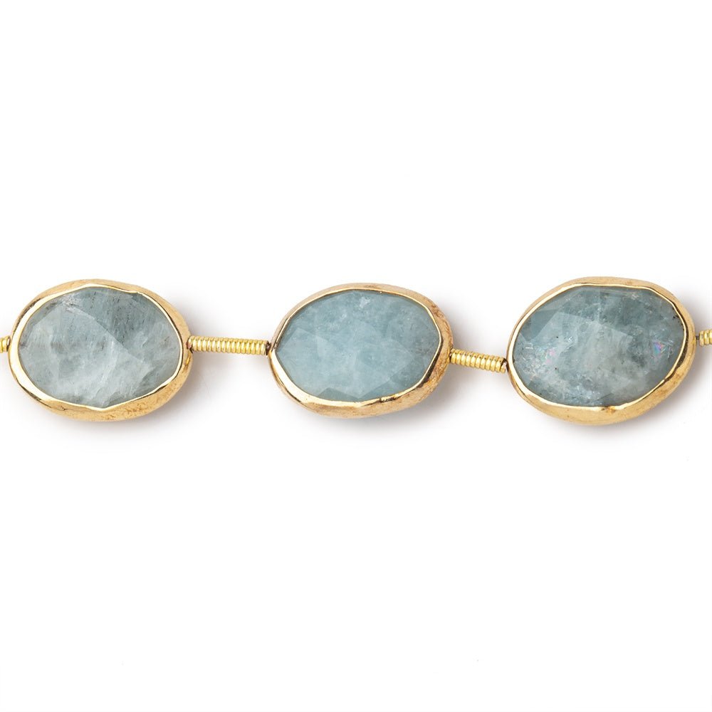 13x11-15x12mm Vermeil Bezel Aquamarine Faceted Nugget Beads 7 inch 9 pieces (ONLINE ORDER ONLY)
