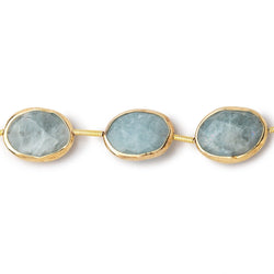 13x11-15x12mm Vermeil Bezel Aquamarine Faceted Nugget Beads 7 inch 9 pieces (ONLINE ORDER ONLY)