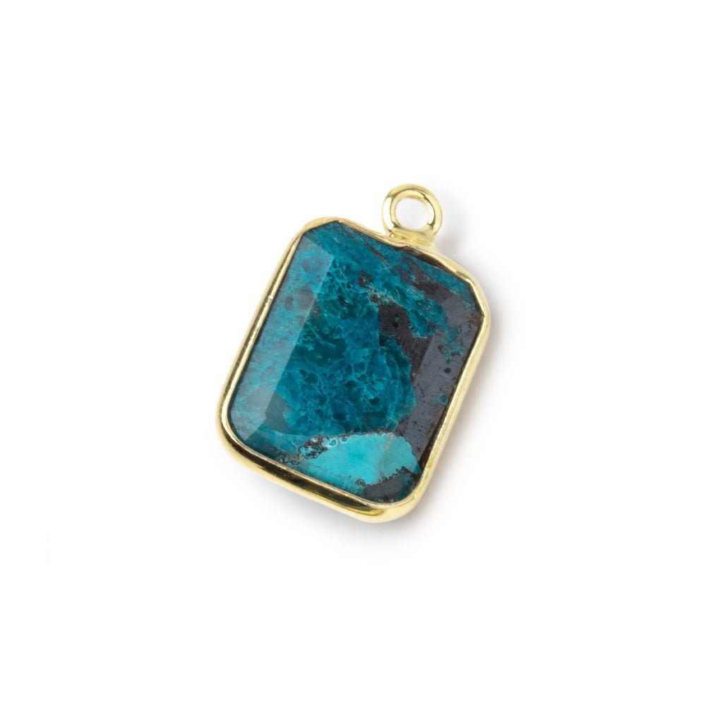 13x11mm Vermeil Bezel Chrysocolla Rectangle Pendant 1 piece (ONLINE ORDER ONLY)