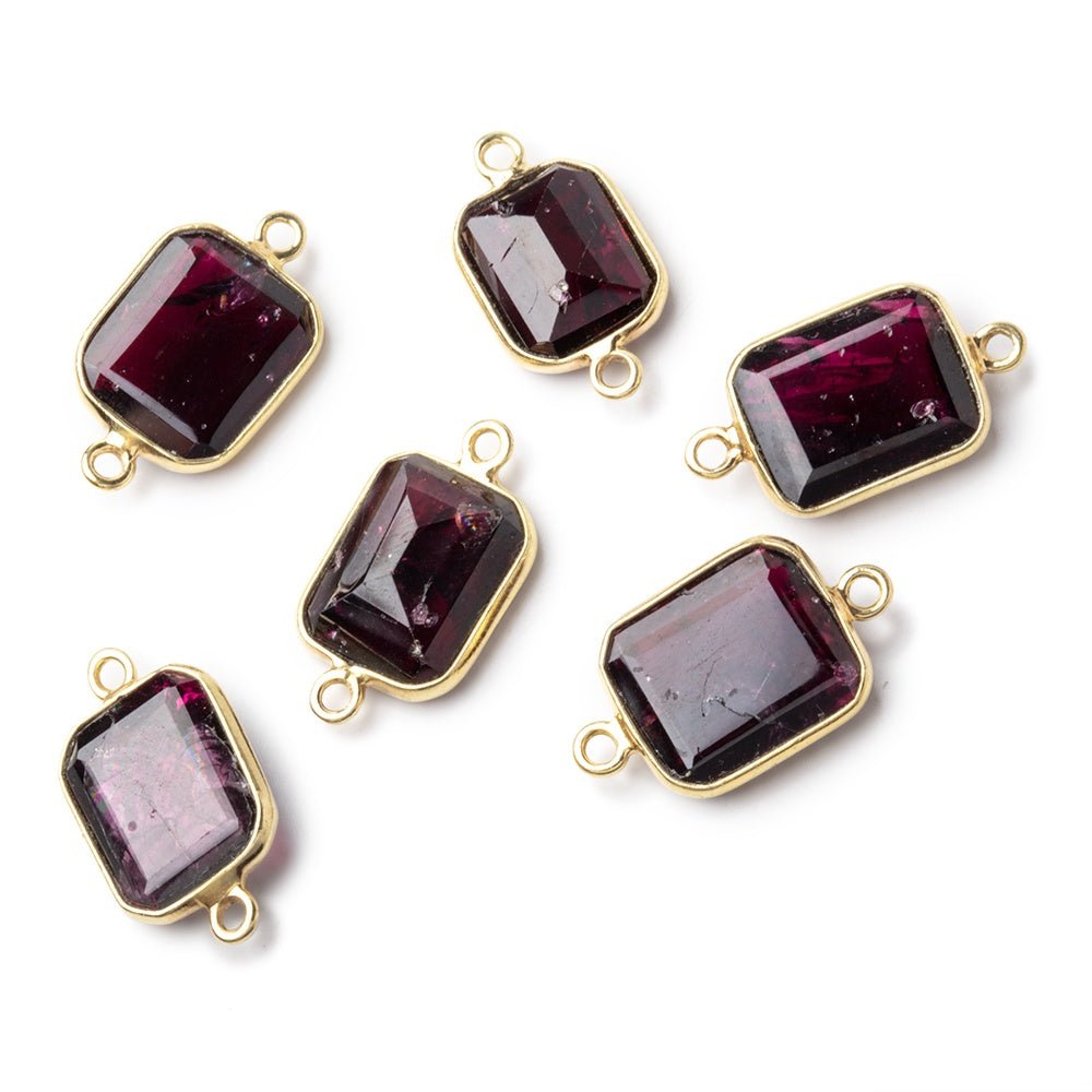 13x11mm Vermeil Bezel Garnet Rectangle Connector 1 piece (ONLINE ORDER ONLY)