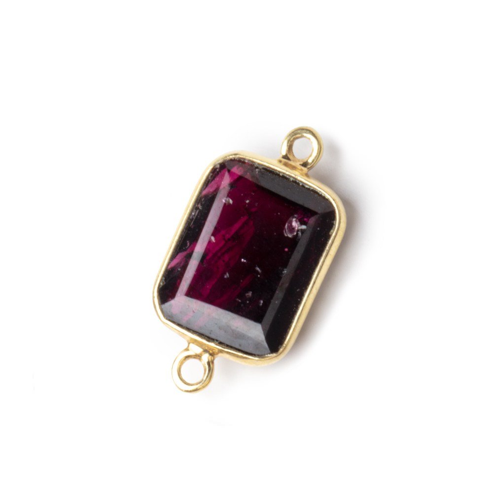 13x11mm Vermeil Bezel Garnet Rectangle Connector 1 piece (ONLINE ORDER ONLY)