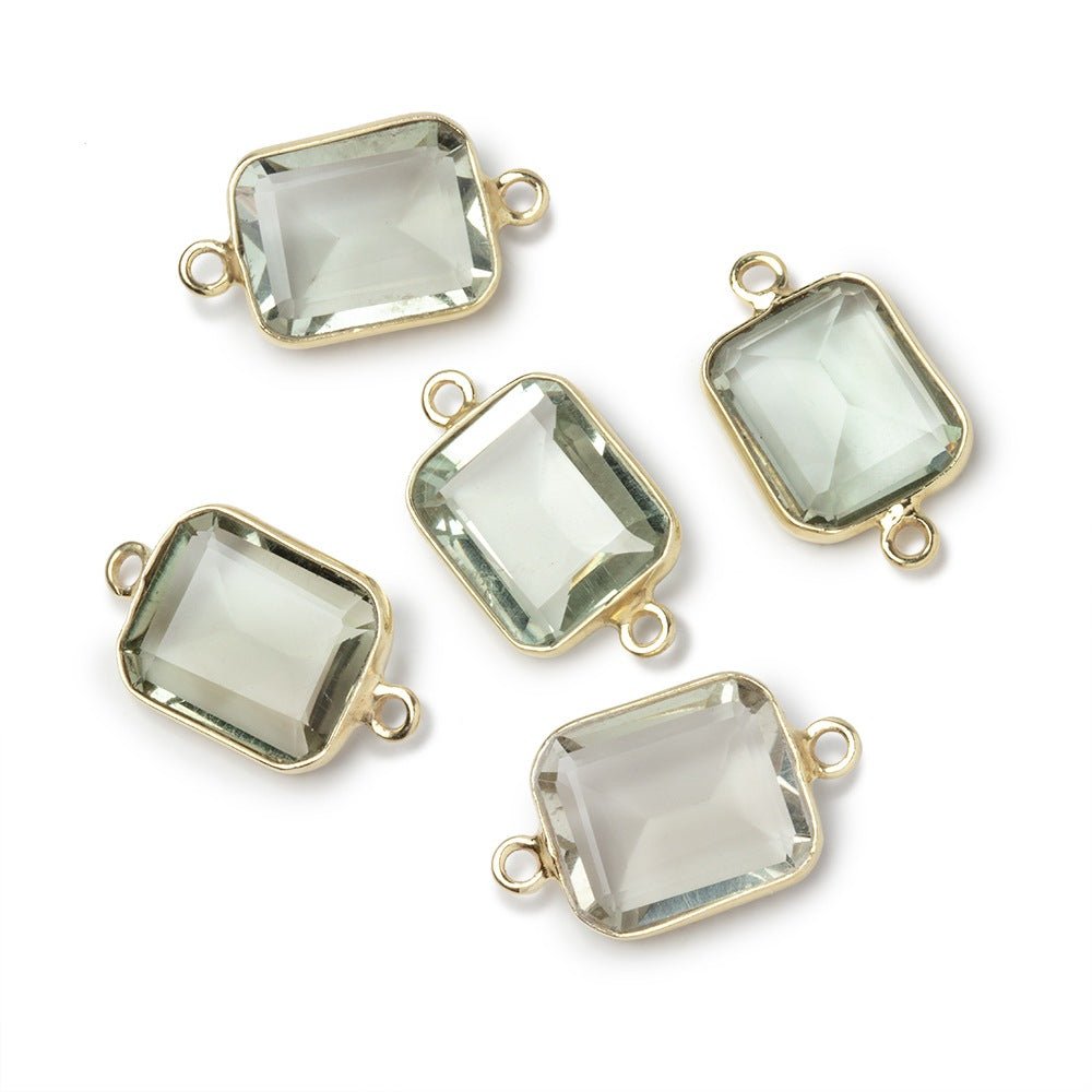 13x11mm Vermeil Bezel Prasiolite Rectangle Connector 1 piece (ONLINE ORDER ONLY)