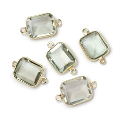 13x11mm Vermeil Bezel Prasiolite Rectangle Connector 1 piece (ONLINE ORDER ONLY)