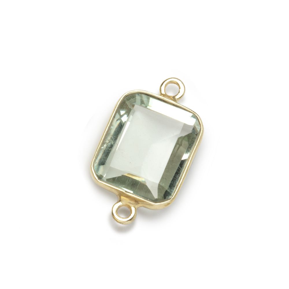13x11mm Vermeil Bezel Prasiolite Rectangle Connector 1 piece (ONLINE ORDER ONLY)