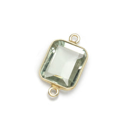 13x11mm Vermeil Bezel Prasiolite Rectangle Connector 1 piece (ONLINE ORDER ONLY)