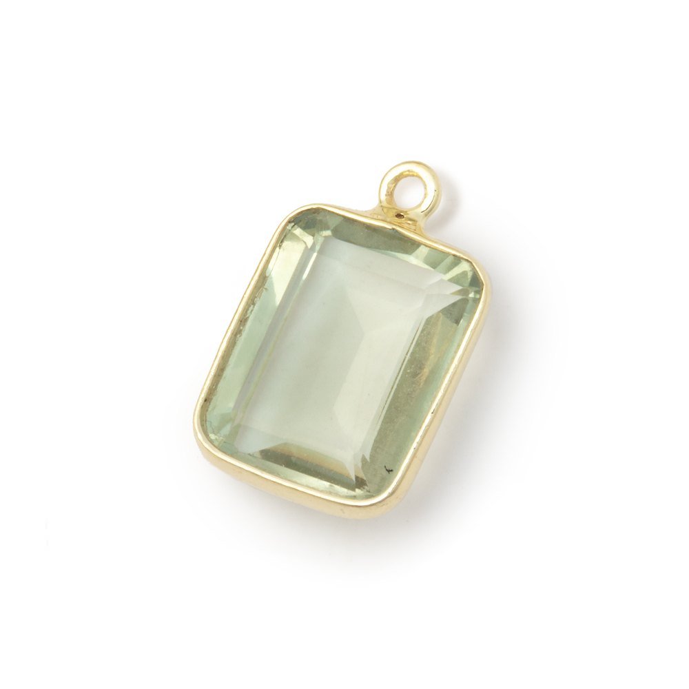 13x11mm Vermeil Bezel Prasiolite Rectangle Pendant 1 piece (ONLINE ORDER ONLY)