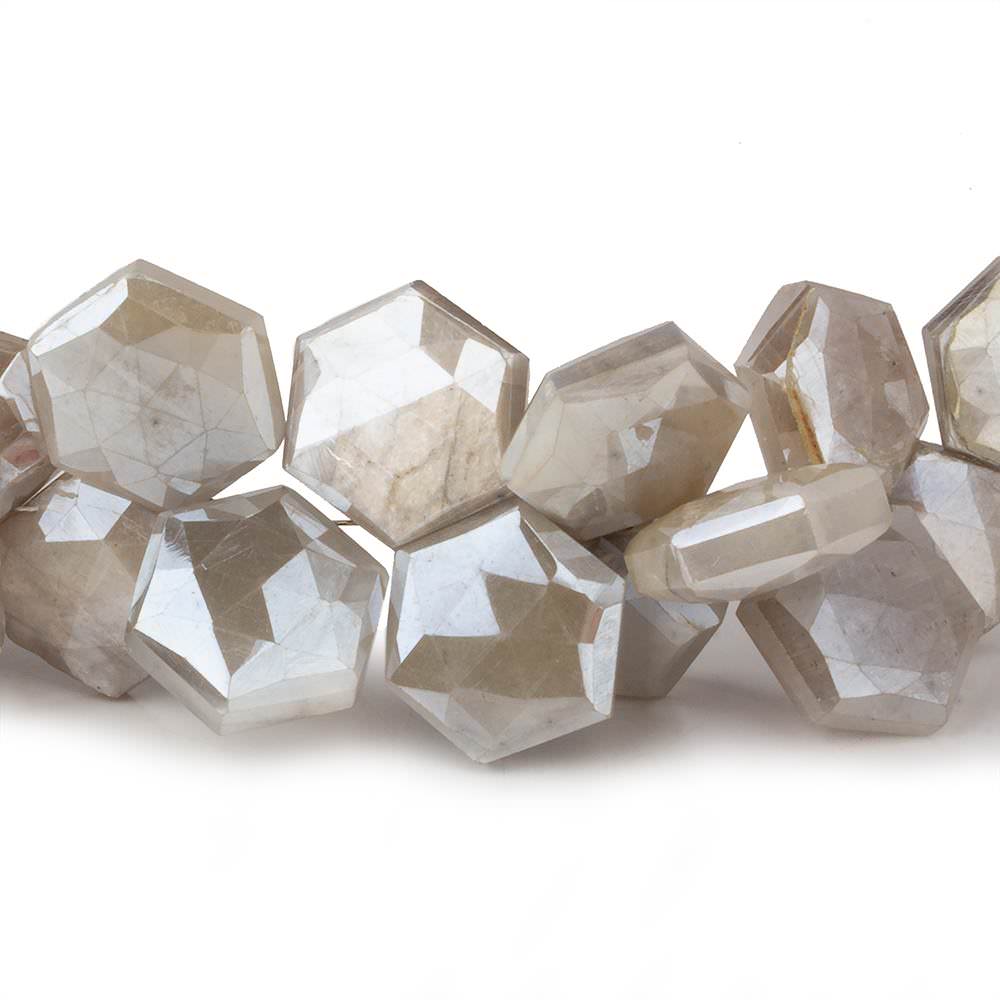 13x13-16x16mm Mystic Platinum Grey Brown Moonstone Faceted Hexagonals 8 inch 32 pcs (ONLINE ORDER ONLY)