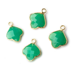 13x13mm Gold Leafed Green Onyx Faceted Trillium Flower Focal Bead Pendant sold as 1 piece (ONLINE ORDER ONLY)
