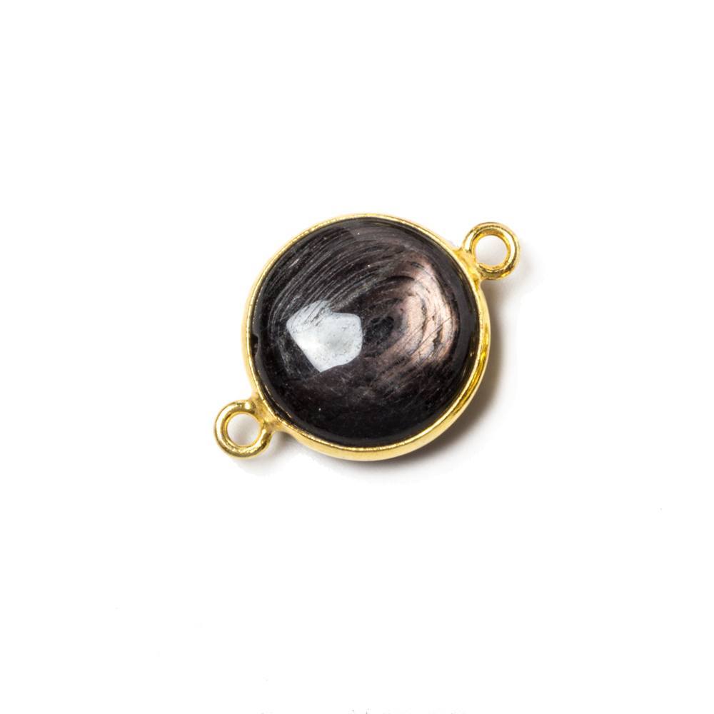 13x13mm Vermeil Bezeled Hypersthene plain coin Connector 1 piece (ONLINE ORDER ONLY)