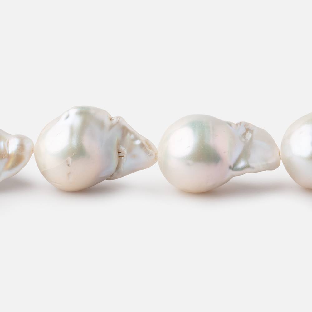13x18-15x20mm White Ultra Baroque Freshwater Pearls 16 inch 21 pieces AA (ONLINE ORDER ONLY)