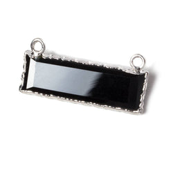 13x30mm Silver Leafed Black Chalcedony Faceted Bar Connector 1 piece (ONLINE ORDER ONLY)