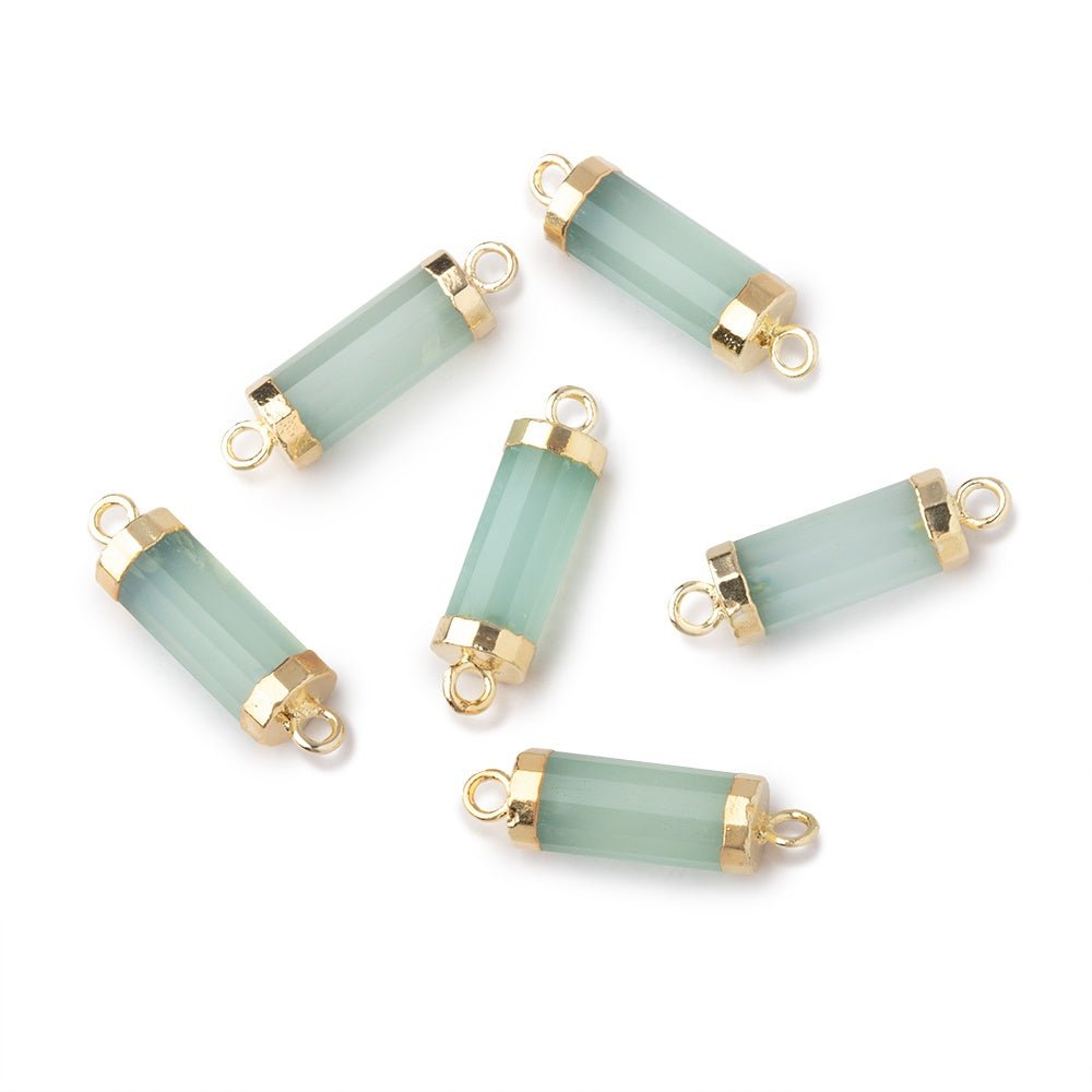 13x5mm Gold Leafed Seafoam Chalcedony Faceted Barrel Tube Connector 1 piece (ONLINE ORDER ONLY)