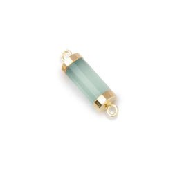13x5mm Gold Leafed Seafoam Chalcedony Faceted Barrel Tube Connector 1 piece (ONLINE ORDER ONLY)