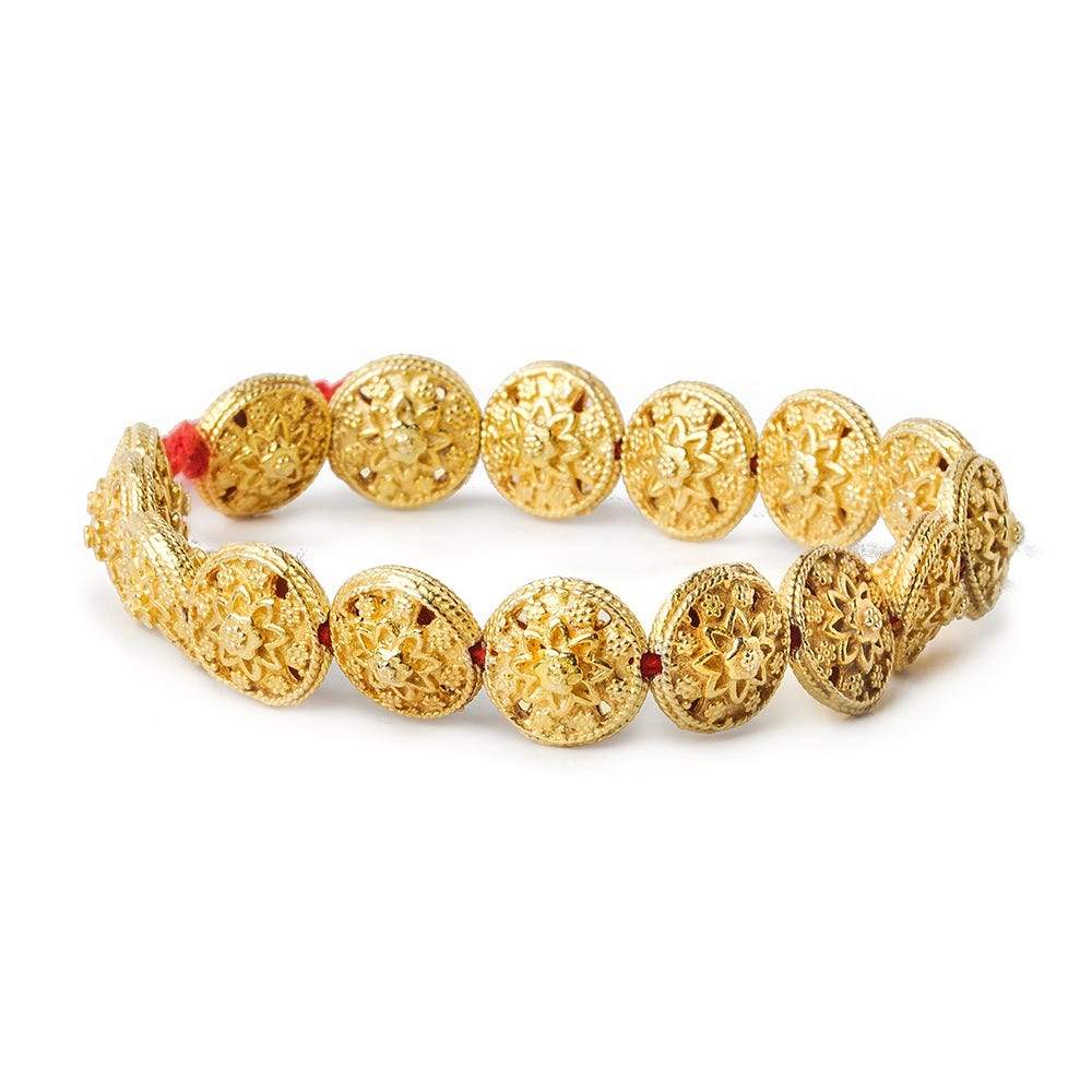 13x8.5mm 22kt Gold Plated Copper Bead Floral Disc 8 inch 16 pieces (ONLINE ORDER ONLY)