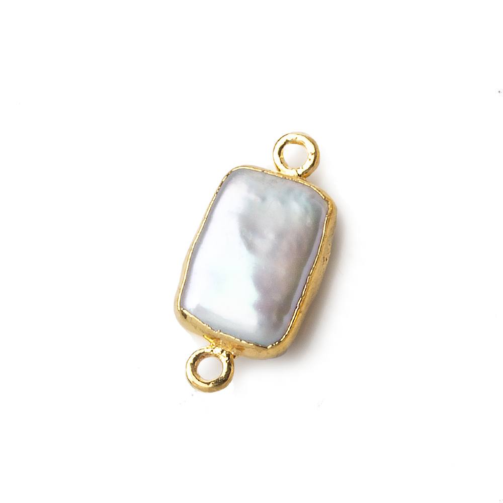 13x9mm Gold Leafed White Rectangle Pearl Connector 1 piece (ONLINE ORDER ONLY)
