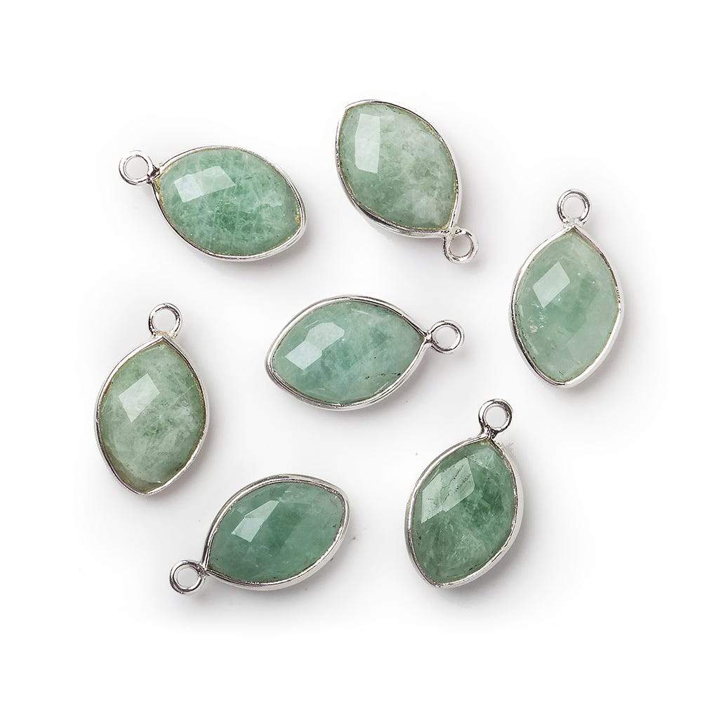 13x9mm Silver Bezel Aquamarine Marquise Pendant 1 piece (ONLINE ORDER ONLY)