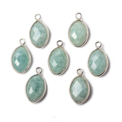 13x9mm Sterling Silver Bezel Aquamarine faceted marquise Petite Pendant 1 piece (ONLINE ORDER ONLY)