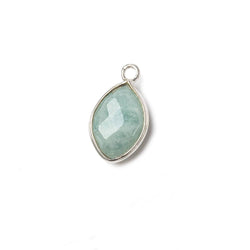 13x9mm Sterling Silver Bezel Aquamarine faceted marquise Petite Pendant 1 piece (ONLINE ORDER ONLY)