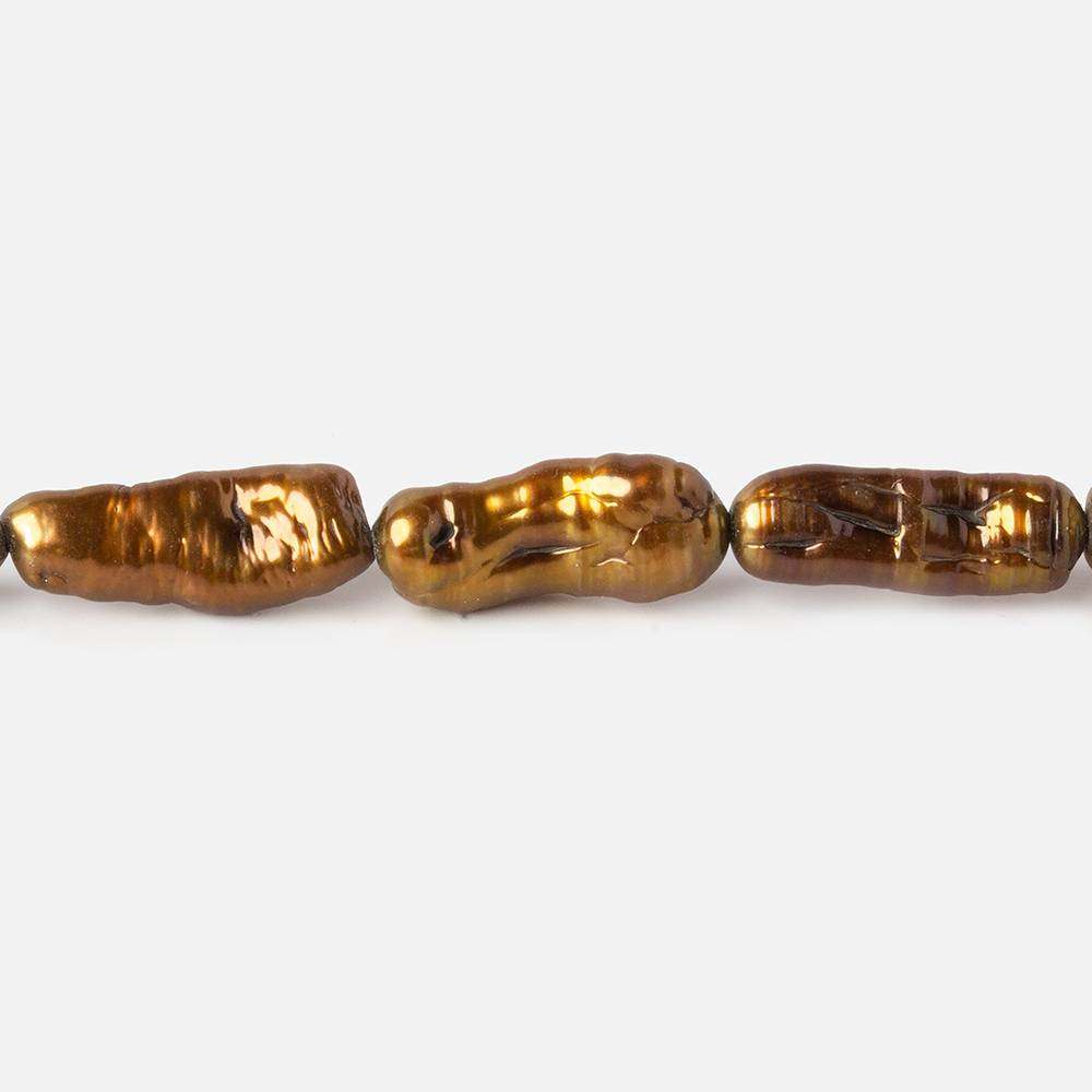 14-16mm Bronze Straight Drill Biwa Freshwater Pearl Beads 16 inch 25 pcs (ONLINE ORDER ONLY)