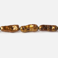 14-16mm Bronze Straight Drill Biwa Freshwater Pearl Beads 16 inch 25 pcs (ONLINE ORDER ONLY)