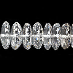 14-16mm Crystal Quartz German Faceted Rondelle Beads 14 inch 79 pieces AAA (ONLINE ORDER ONLY)