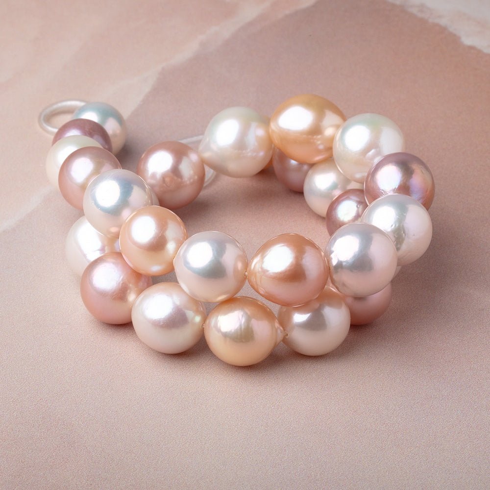 14-16mm Tri-Color Ultra Baroque Freshwater Pearls 16 inch 27 beads AAA (ONLINE ORDER ONLY)