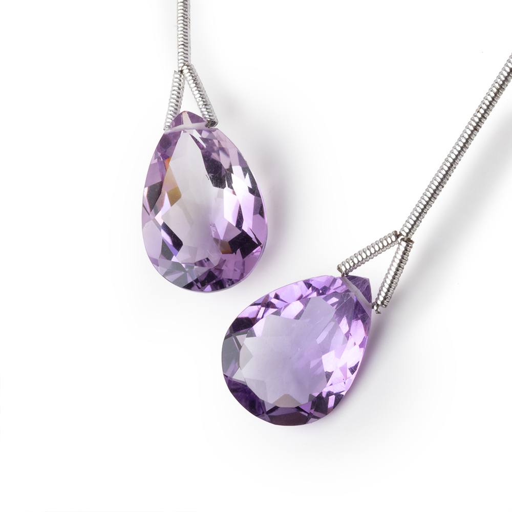14-17mm Pink Amethyst Pavilion Faceted Pear Focal Set of 2 Beads AAA (ONLINE ORDER ONLY)