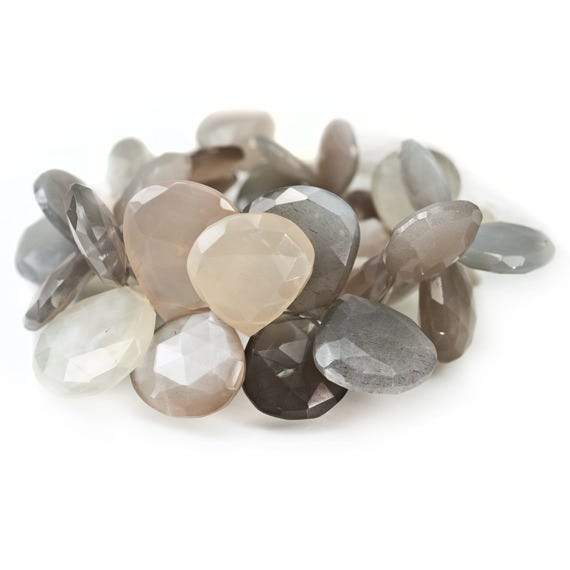 14-21mm Platinum and Blush Moonstone Faceted Heart Beads AAA 37 pieces (ONLINE ORDER ONLY)
