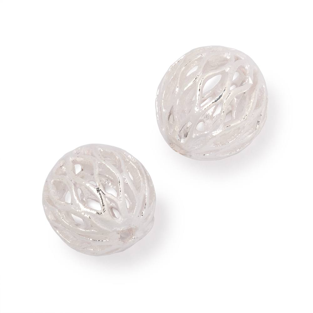 14.5mm Silver Plated Copper Open Mesh Round Beads Set of 2 pieces (ONLINE ORDER ONLY)