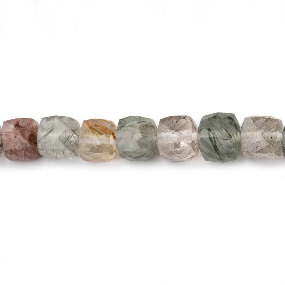 6mm Sagenitic Quartz faceted cube beads 8 inch 36 pieces (ONLINE ORDER ONLY)