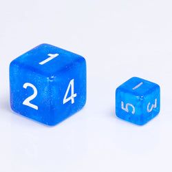 Glitter Blue 7-Dice Mini-Dice RPG Set w/Silver Numbers Miniature Dice (Online Only)