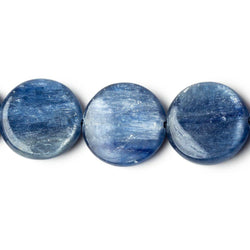 16mm Ceylon Blue Kyanite plain coin beads 16 inch 26 pieces AA Grade