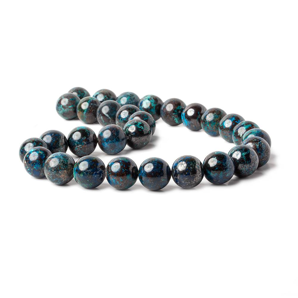 14mm Chrysocolla plain rounds 16 inch 29 beads AA (ONLINE ORDER ONLY)