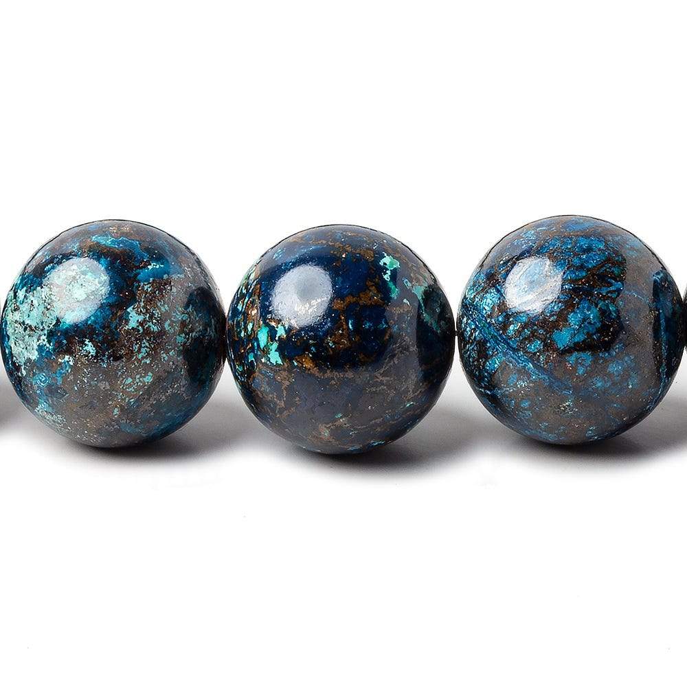 14mm Chrysocolla plain rounds 16 inch 29 beads AA (ONLINE ORDER ONLY)